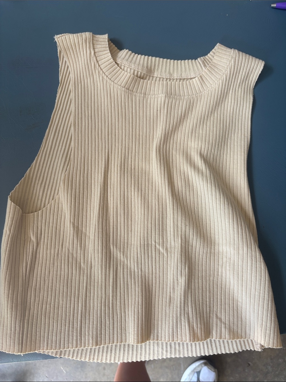 Sleeveless Ribbed Tank Top in Cream